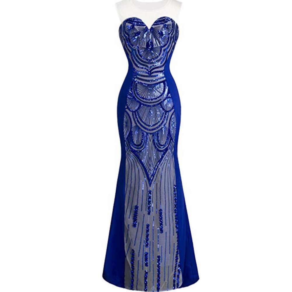 Blue Mermaid Prom Dress with Sequins NWT